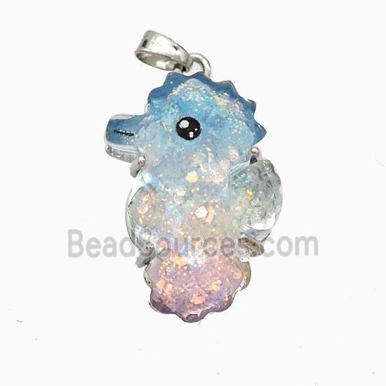 Acrylic Seahorse Pendant Copper Platinum Plated