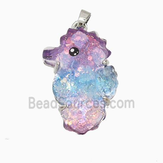 Acrylic Seahorse Pendant Copper Platinum Plated