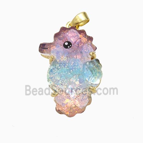 Acrylic Seahorse Pendant Copper Platinum Plated