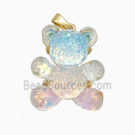 Acrylic Bear Pendant Copper Gold Plated