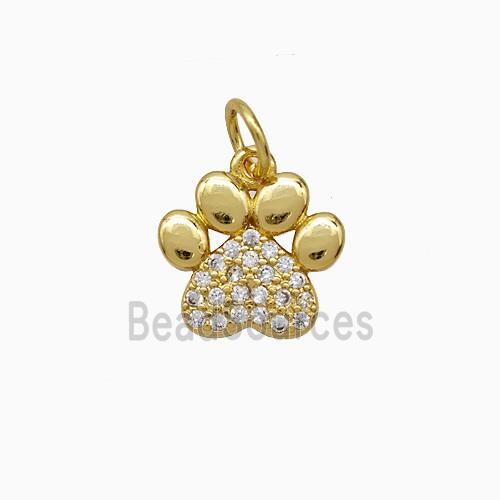 Copper Paws Pendant Pave Zirconia Gold Plated