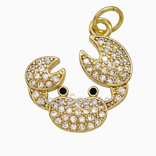 Crab Charms Copper Pendant Pave Zirconia Gold Plated