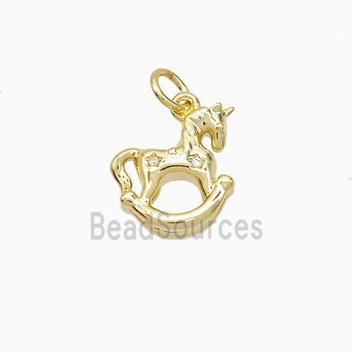 Copper Trojan Horse Pendant Pave Zirconia Gold Plated