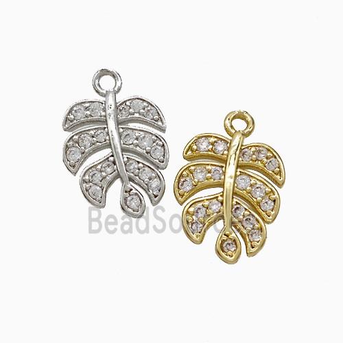 Copper Leaf Pendant Pave Zirconia Mixed