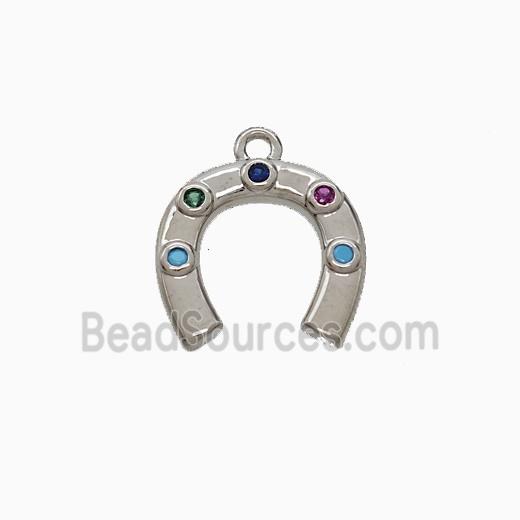 Copper Horseshoe Pendant Pave Zirconia Platinum Plated