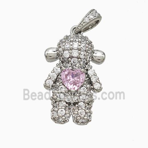 Copper Girls Pendant Pave Zirconia Crystal Glass Kids Platinum Plated