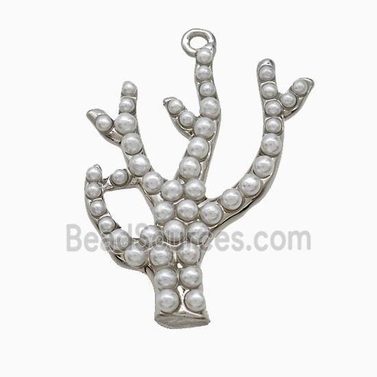 Copper Antlers Pendant Pave Resin Platinum Plated