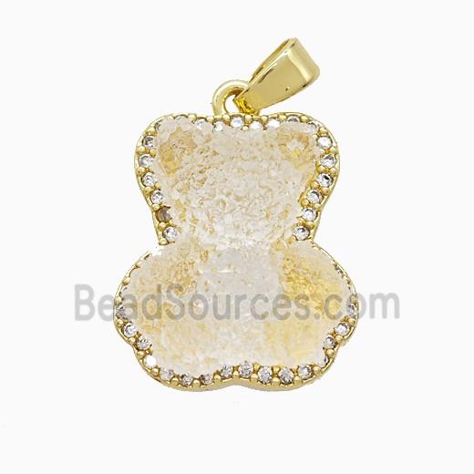 Resin Bear Copper Pendant Pave Zirconia Gold Plated