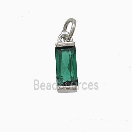 Green Cubic Zirconia Stick Pendant Copper Platinum Plated