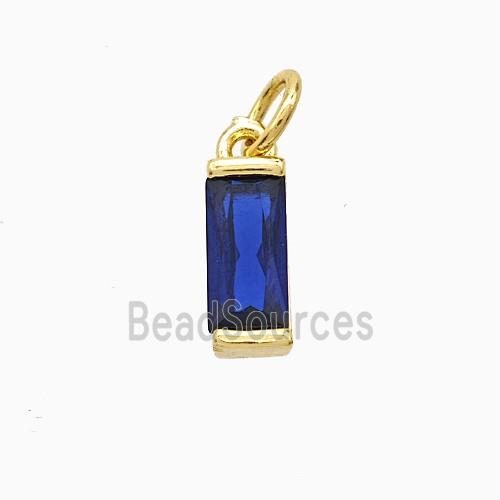 Blue Cubic Zirconia Stick Pendant Copper Gold Plated