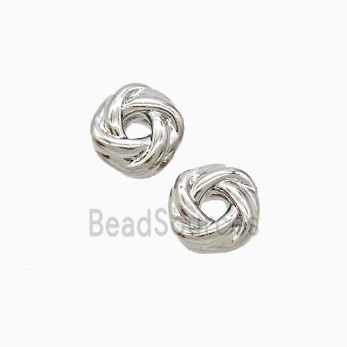 Lover Knot Charms Copper Beads Rondelle Platinum Plated