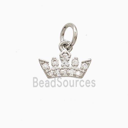 Copper Crown Pendant Pave Zirconia Platinum Plated