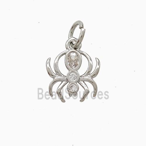 Copper Spider Pendant Pave Zirconia Platinum Plated