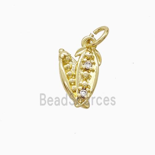 Copper Lentil Pendant Pave Zirconia Peas Bean Gold Plated