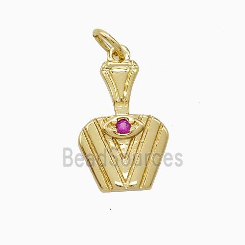 Copper Perfume Bottle Pendant Pave Zirconia Gold Plated