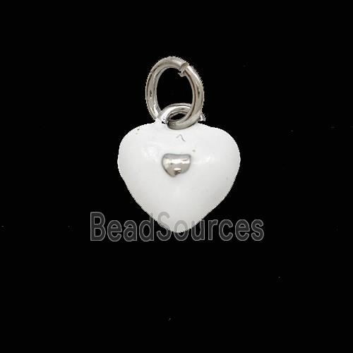 Copper Heart Pendant White Enamel Platinum Plated