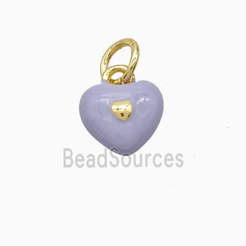 Copper Heart Pendant Lavender Enamel Gold Plated