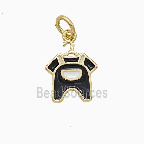 Baby Clothes Charms Copper Pendant Black Enamel Gold Plated
