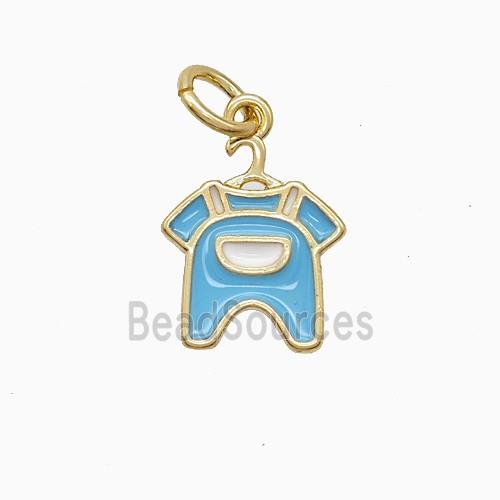 Baby Clothes Charms Copper Pendant Blue Enamel Gold Plated