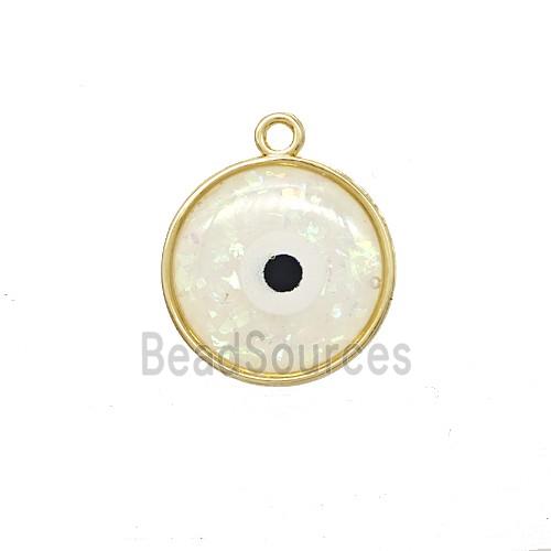 Copper Circle Pendant Pave Resin Gold Plated
