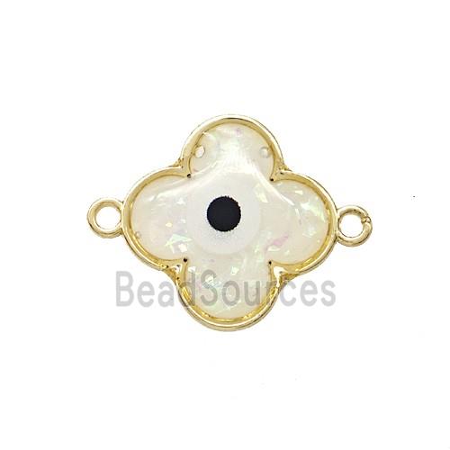 Copper Clover Connector Pave Resin Gold Plated