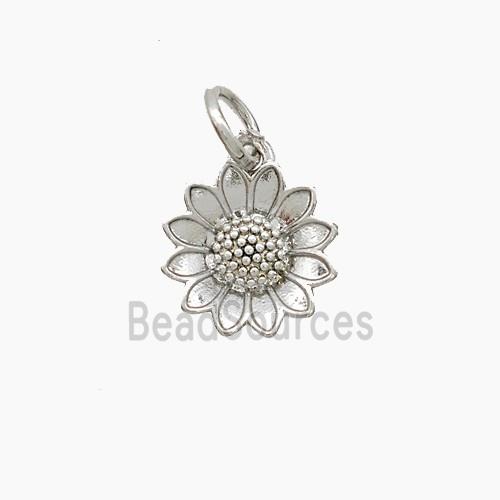 Copper Sunflower Pendant Platinum Plated