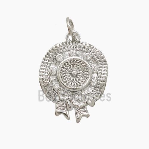 Copper Hat Pendant Pave Zirconia Platinum Plated