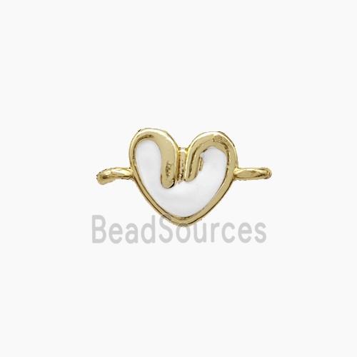 Copper Heart Connector White Enamel Gold Plated