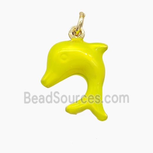 Copper Dolphin Pendant Yellow Painted Gold Plated