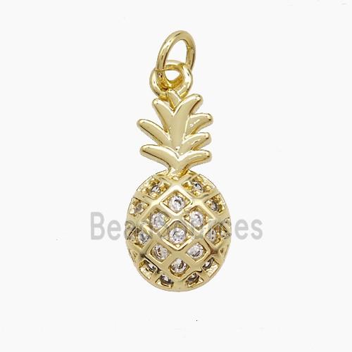Copper Pineapple Pendant Pave Zirconia Gold Plated