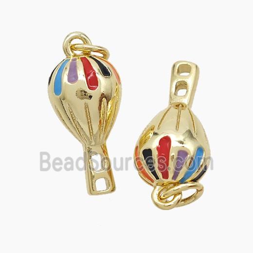 Copper Hot Air Balloon Pendant Multicolor Enamel Gold Plated