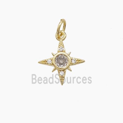 Copper Northstar Pendant Pave Zirconia Gold Plated