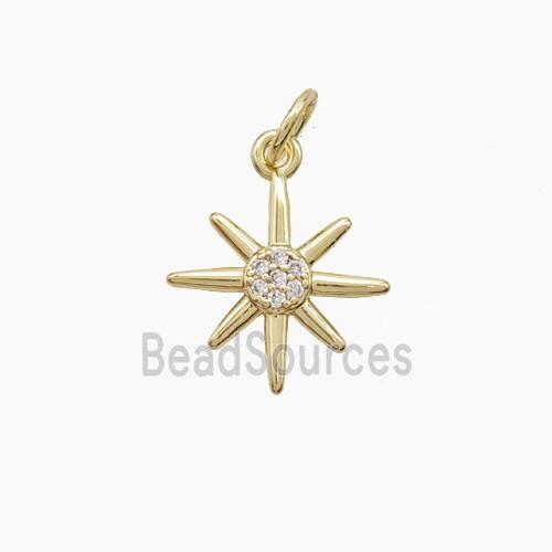 Copper Northstar Pendant Pave Zirconia Gold Plated
