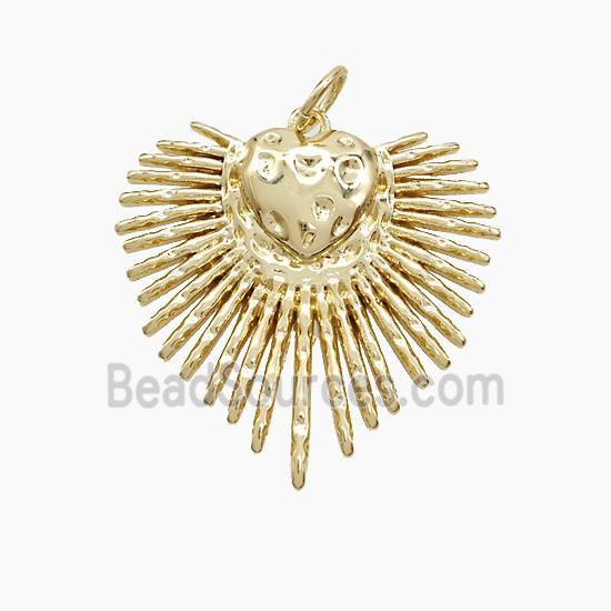 Copper Heart Pendant Hammered Gold Plated