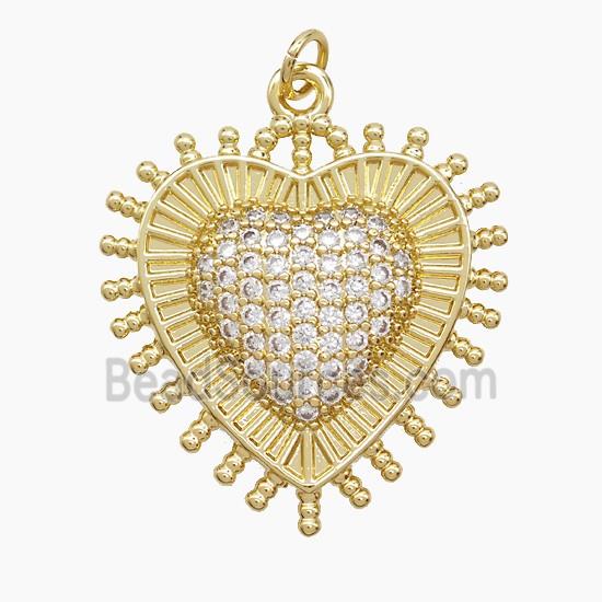 Copper Heart Pendant Micropave Zirconia Gold Plated