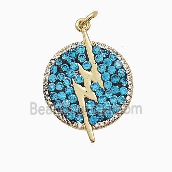 Copper Sun Pendant Pave Zirconia Lightning Gold Plated