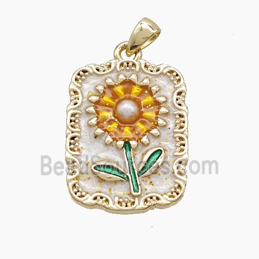 Copper Sunflower Pendant Painted Gold Plated