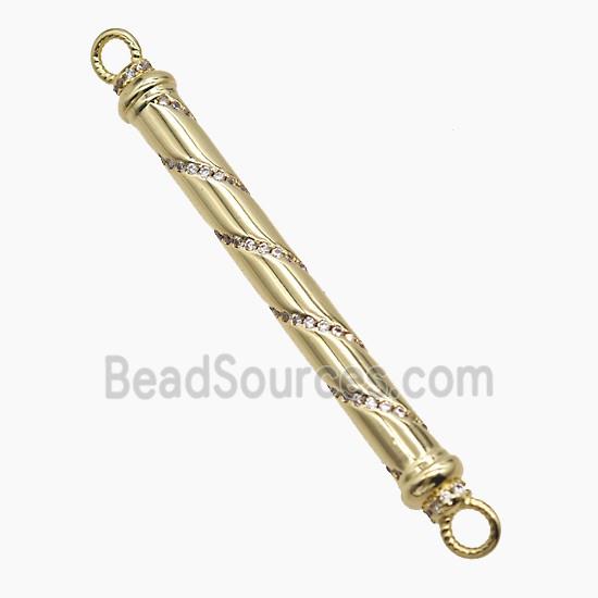 Copper Stick Connector Pave Zirconia Gold Plated