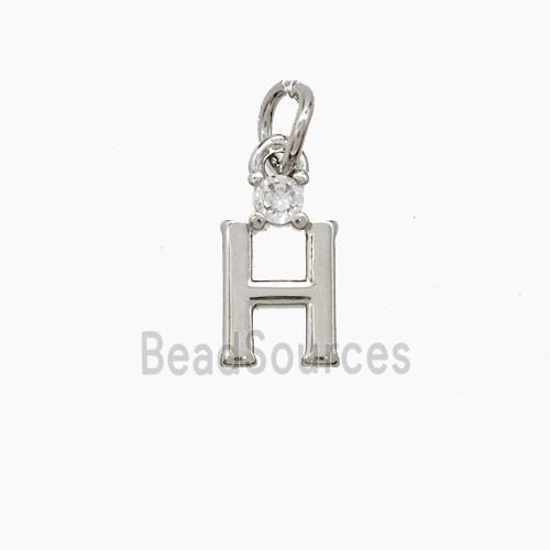 Copper Letter-H Pendant Pave Zirconia Platinum Plated
