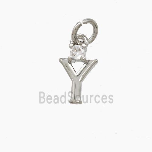 Copper Letter-Y Pendant Pave Zirconia Platinum Plated