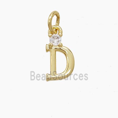 Copper Letter-D Pendant Pave Zirconia Gold Plated
