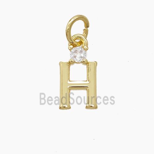 Copper Letter-H Pendant Pave Zirconia Gold Plated