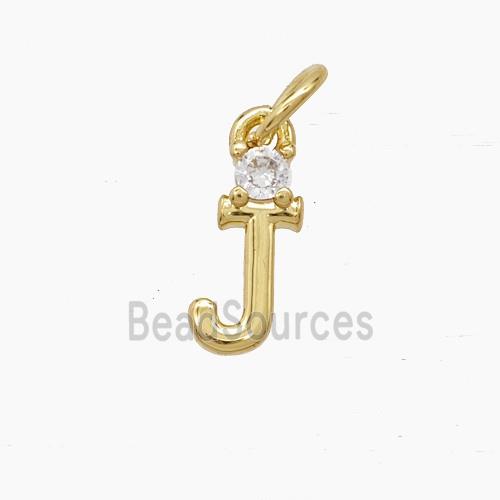 Copper Letter-J Pendant Pave Zirconia Gold Plated