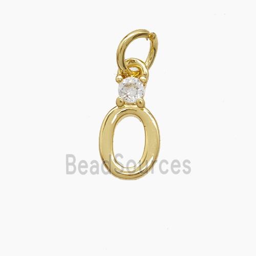 Copper Letter-O Pendant Pave Zirconia Gold Plated