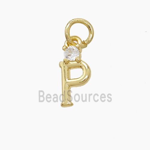 Copper Letter-P Pendant Pave Zirconia Gold Plated