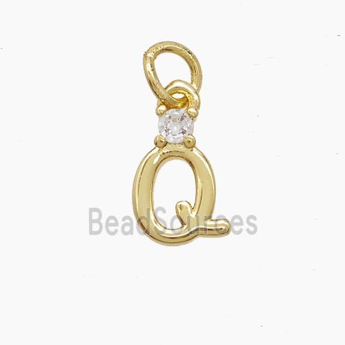 Copper Letter-Q Pendant Pave Zirconia Gold Plated