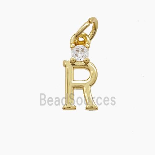 Copper Letter-R Pendant Pave Zirconia Gold Plated