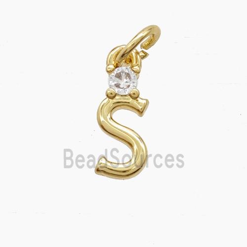 Copper Letter-S Pendant Pave Zirconia Gold Plated