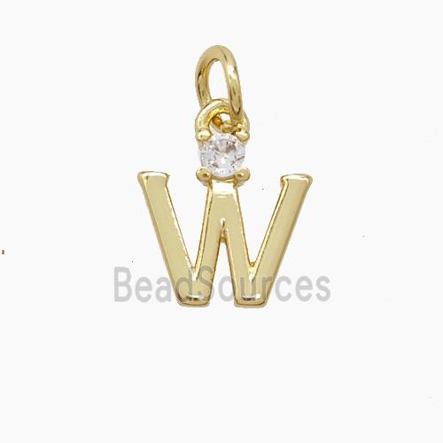 Copper Letter-W Pendant Pave Zirconia Gold Plated