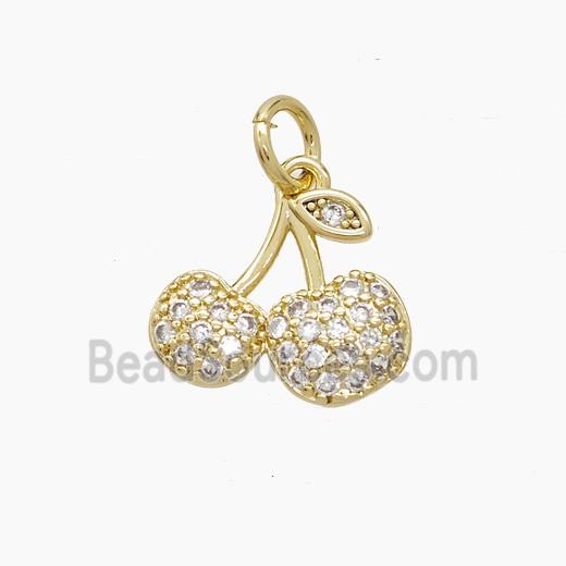 Copper Cherry Pendant Pave Zirconia Gold Plated